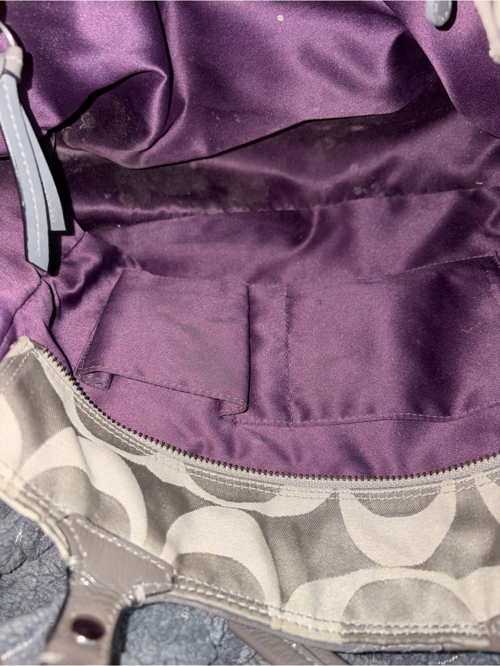 Coach Ocelot Gray Patchwork East-West Tote, specifically style number F15459. - Picture 4 of 5